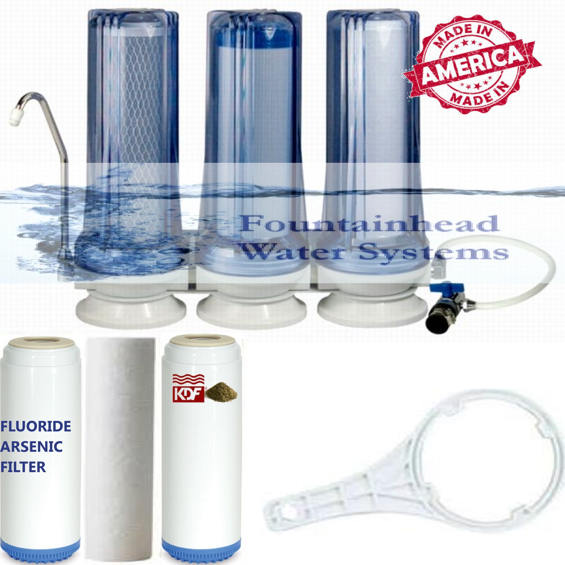 Clear Triple Stage Counter Top Filters